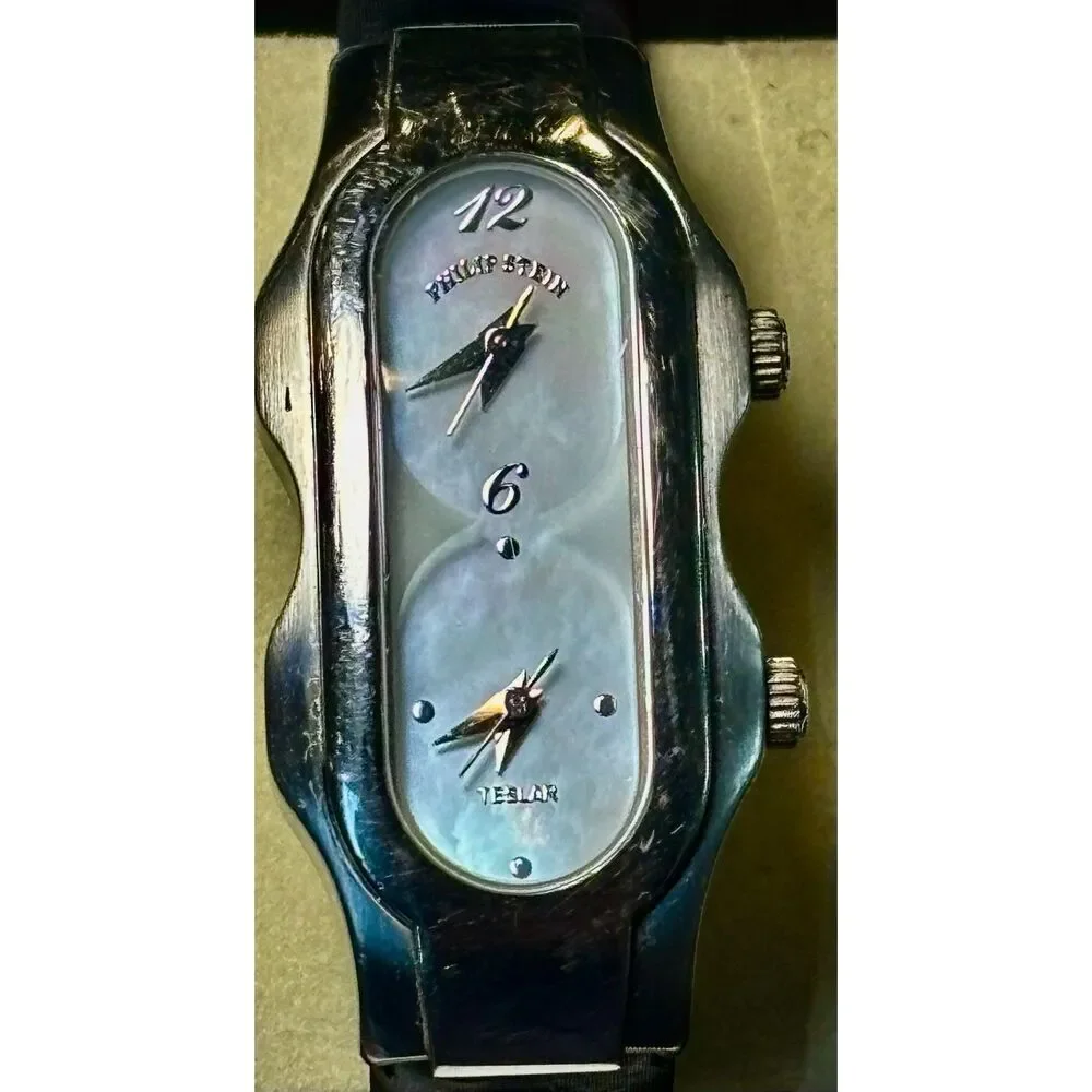 Philip Stein Teslar Mother of Pearl Dual Time Watch